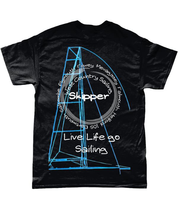West Country Sailing T Shirt Unique Design - Skipper - Black