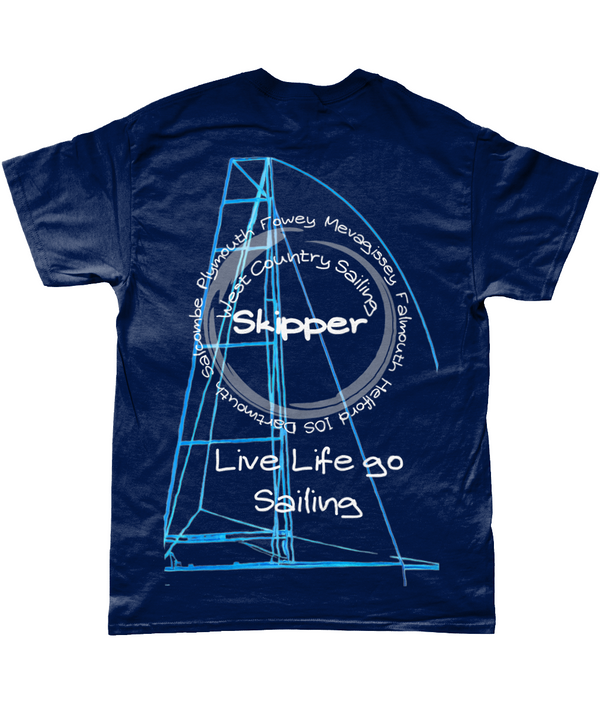 West Country Sailing T Shirt Unique Design - Skipper - Navy