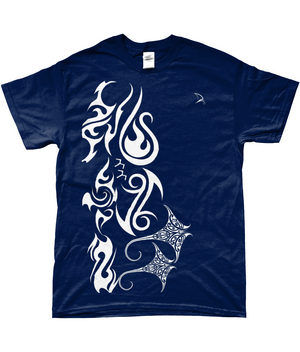 Sailing T Shirt with Maori Graphics - Navy 
