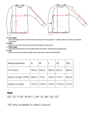 Cross Over Neck Sailing Hoodie Size Chart